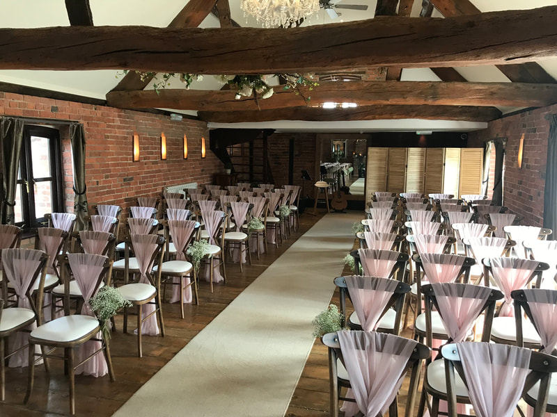 David Williams set up to play in ceremony room at Swancar Farm country house